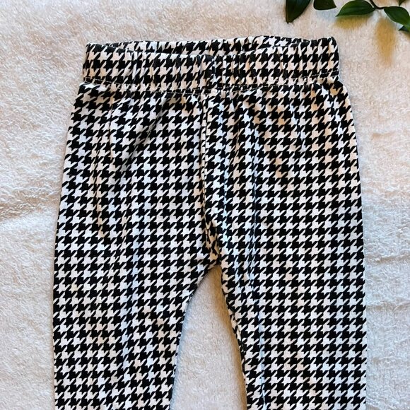 Pekkle 6M Black & White Houndstooth Cotton Leggings VGUC Baby Girls - Picture 1 of 13